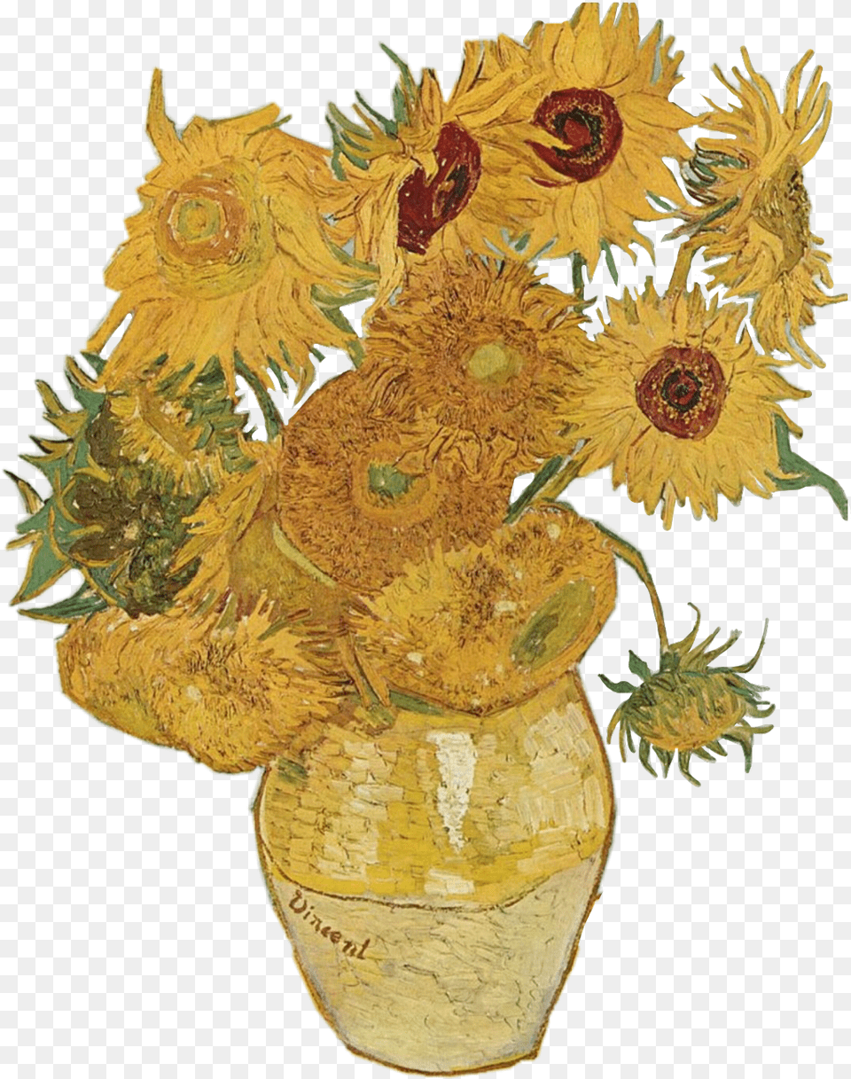 Scsunflower Sunflower Flower Aesthetic Tumblr Freet Vincent Van Gogh, Plant, Painting, Art, Daisy Png Image