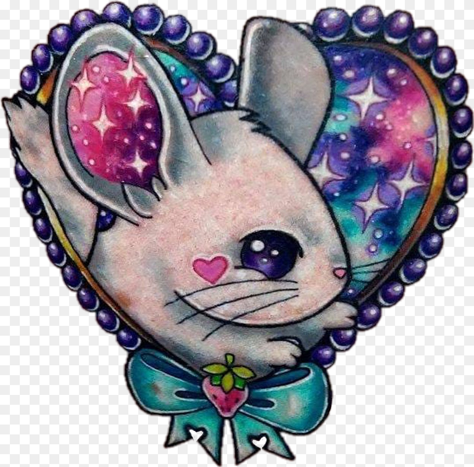 Sctattoo Tattoo Chinchilla Heart Bow Galaxy Adorable, Baby, Person, Face, Head Png