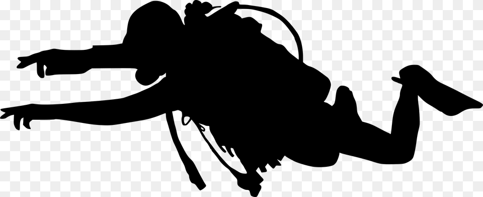 Scuba Diver Silhouette Vector, Gray Free Png