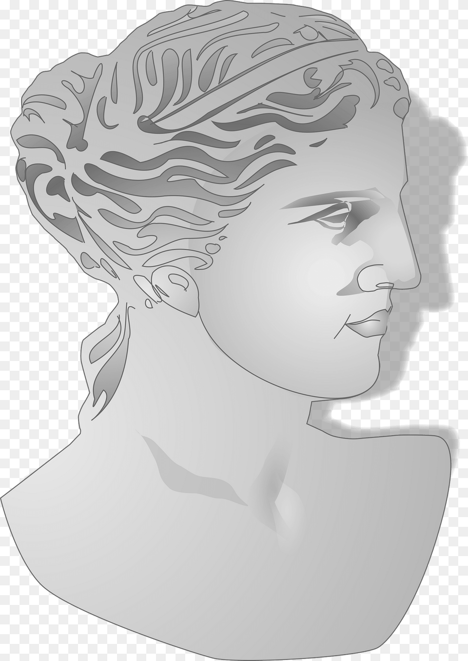Sculpture With Shadow Black And White Clipart, Art, Face, Head, Person Free Transparent Png