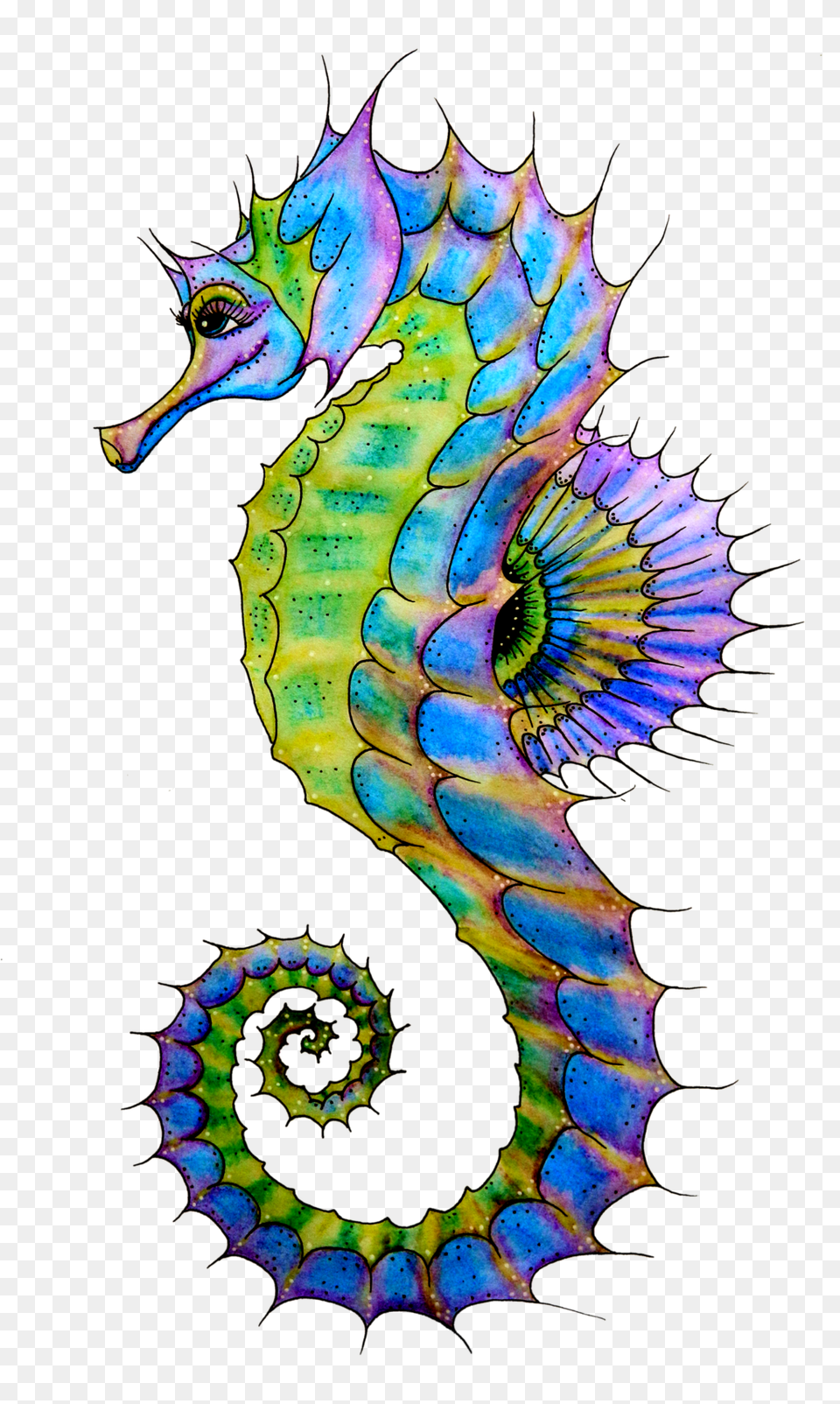 Sea Creatures In Seahorse Art Art, Animal, Sea Life, Mammal, Dinosaur Free Transparent Png