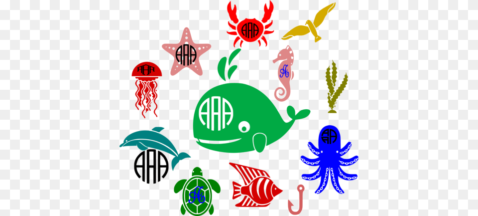 Sea Life Monogram Frames Svg Ocean Sea Life Seashell Scalable Vector Graphics, Baby, Person, Animal, Gecko Free Png