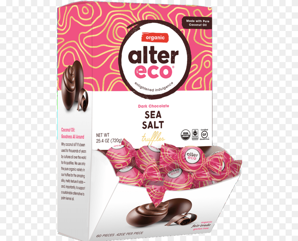 Sea Salt Truffles Alter Eco Chocolate Display Box, Advertisement, Poster, Food, Sweets Png