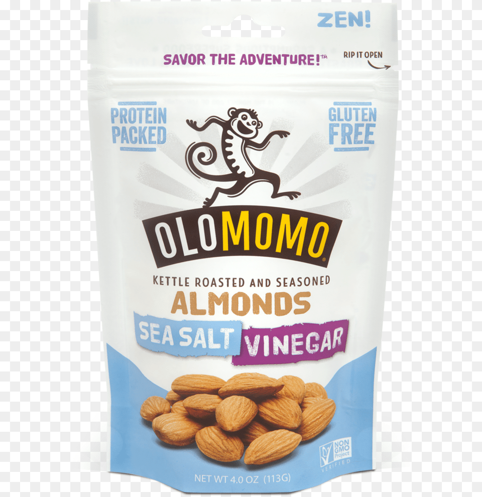 Sea Salt Vinegar Almonds Olomomo Nut 1 25 Oz Applewood Smoke Cashews, Almond, Food, Grain, Produce Free Png