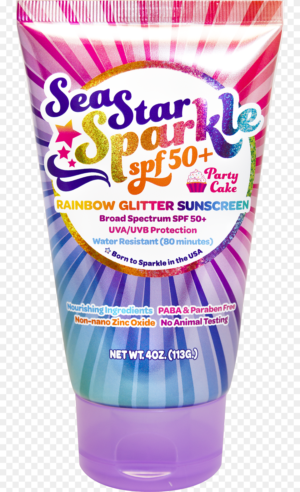 Sea Star Sparkle Spf 50 Party Cake With Rainbow Glitter Glitter Sunscreen, Bottle, Cosmetics, Can, Tin Free Png Download