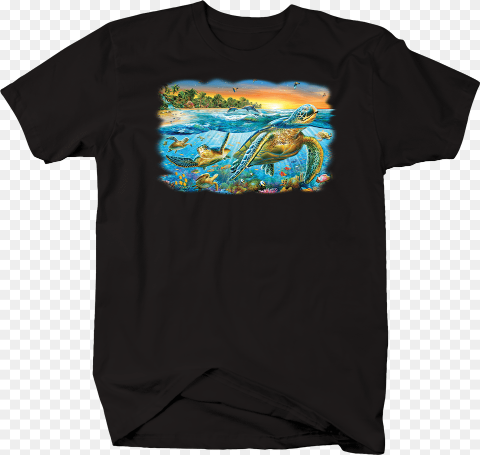 Sea Turtles Swimming In Beautiful Clear Ocean Water, Clothing, T-shirt, Turtle, Animal Free Png