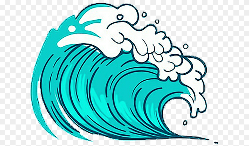 Sea Wave Blue Freetoedit Picsart Cute Kawaii Sea Wave Clipart, Nature, Outdoors, Sea Waves, Water Png