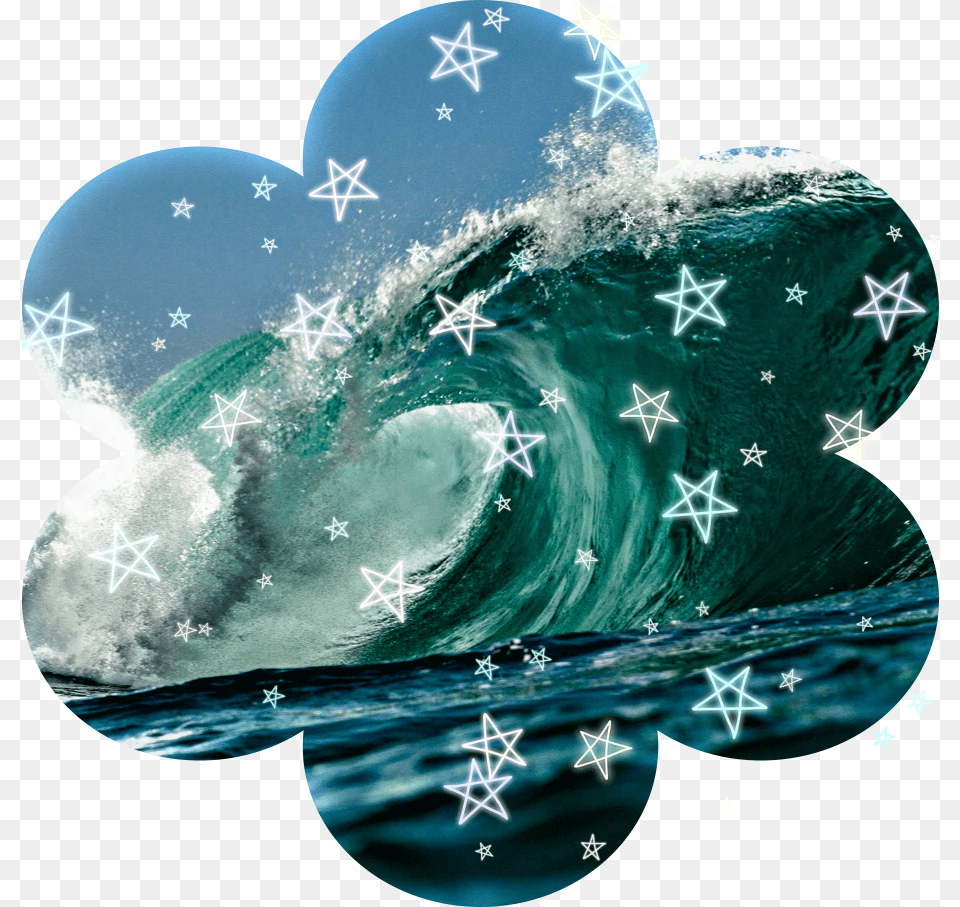 Sea Waves Awesome Star Pcean Freetoedit Heart, Nature, Outdoors, Sea Waves, Water Png Image