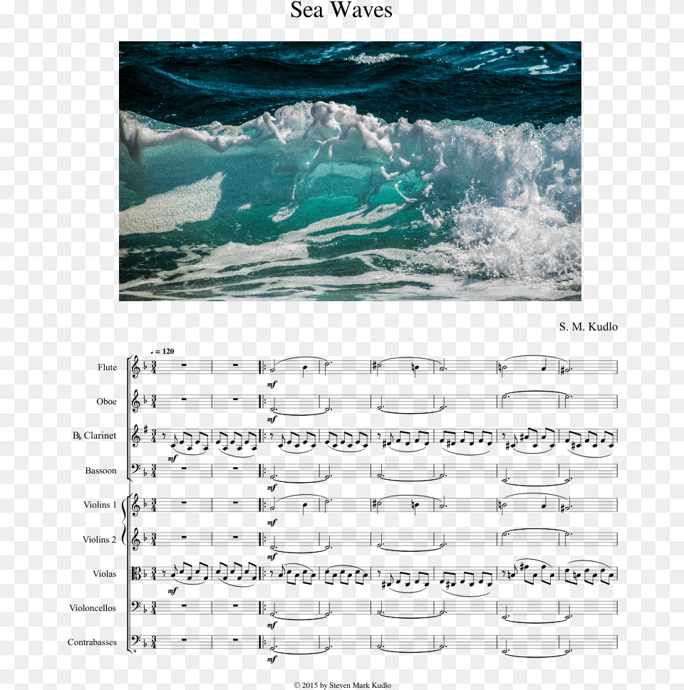 Sea Waves Sheet Music For Flute Clarinet Oboe Beach Water Splash Background, Nature, Outdoors, Sea Waves Png Image