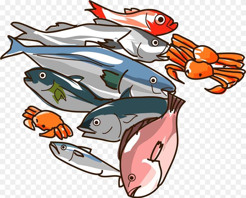 Seafood Fishes Clipart, Animal, Sea Life, Fish, Shark Free Png