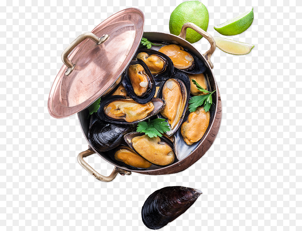Seafood Top Oysters Mussels Bowl Transparent, Food Presentation, Pot, Cooking Pot, Cookware Png