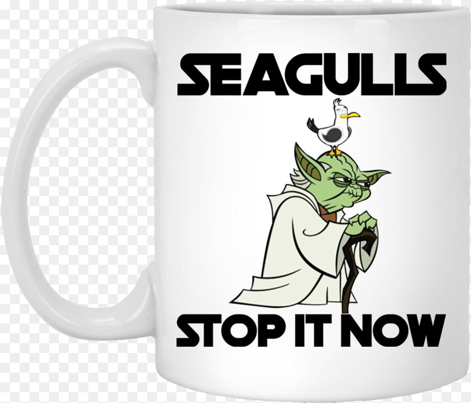 Seagulls Stop It Now Mugs Yoda Cartoon, Cup, Animal, Bird, Person Free Png