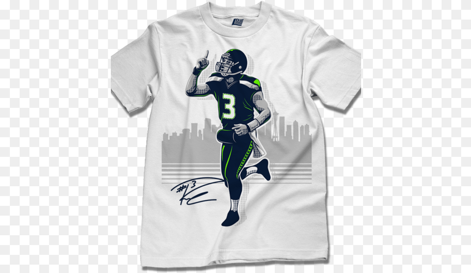 Seahawks Russell Wilson Shirt By Fittedsupply Active Shirt, Clothing, T-shirt, Person, American Football Free Png