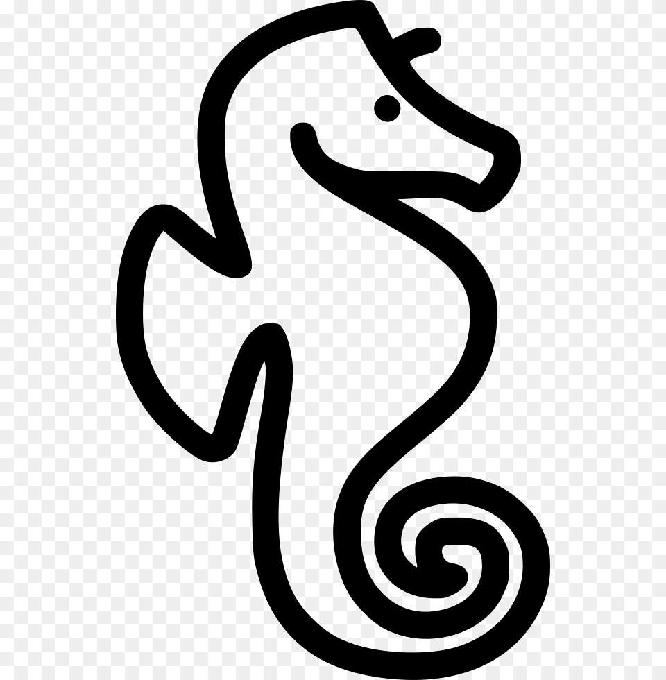 Seahorse Icon Stencil, Bow, Weapon, Animal Free Png Download