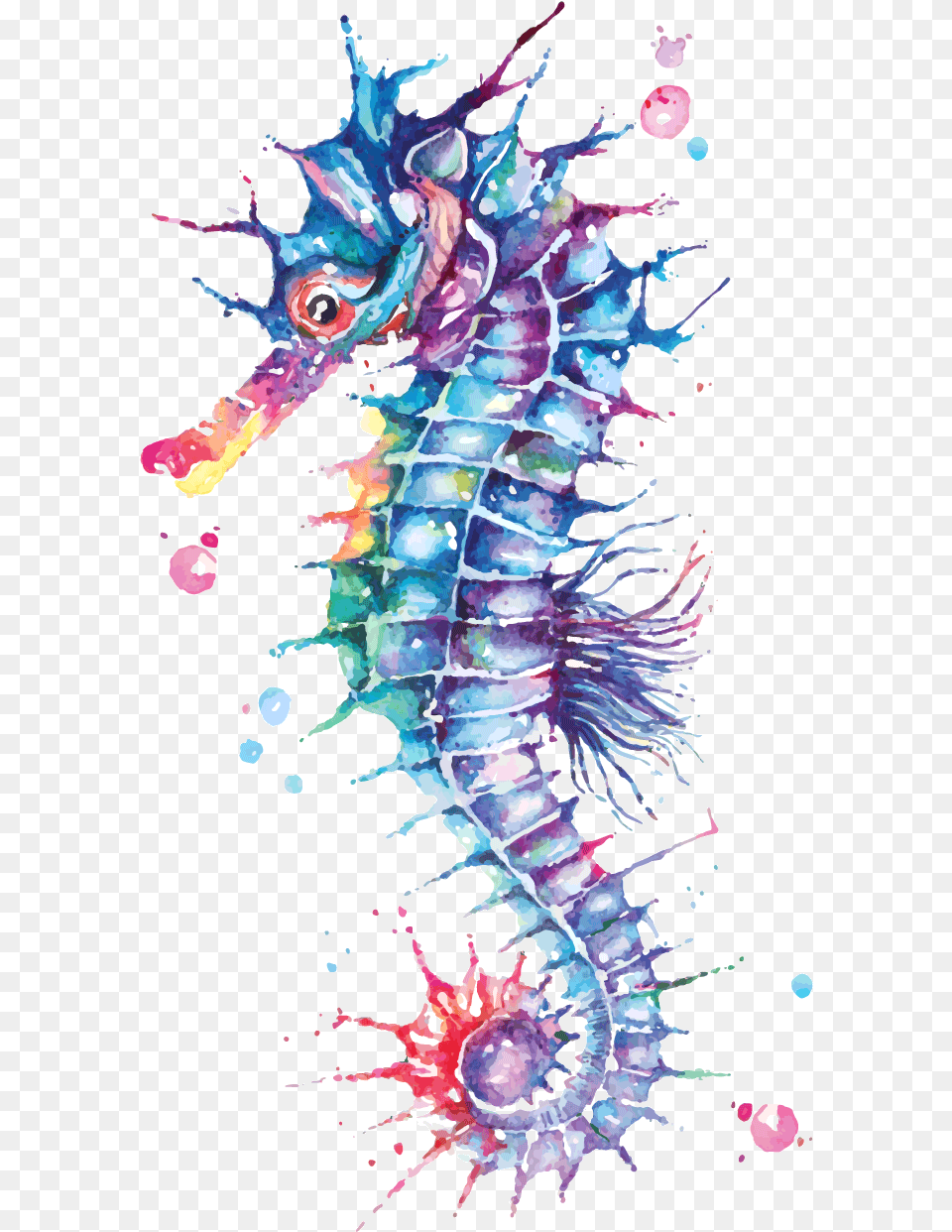 Seahorse Painted With Watercolor Vectors Watercolor Seahorse Painting, Animal, Sea Life, Mammal, Person Free Png Download