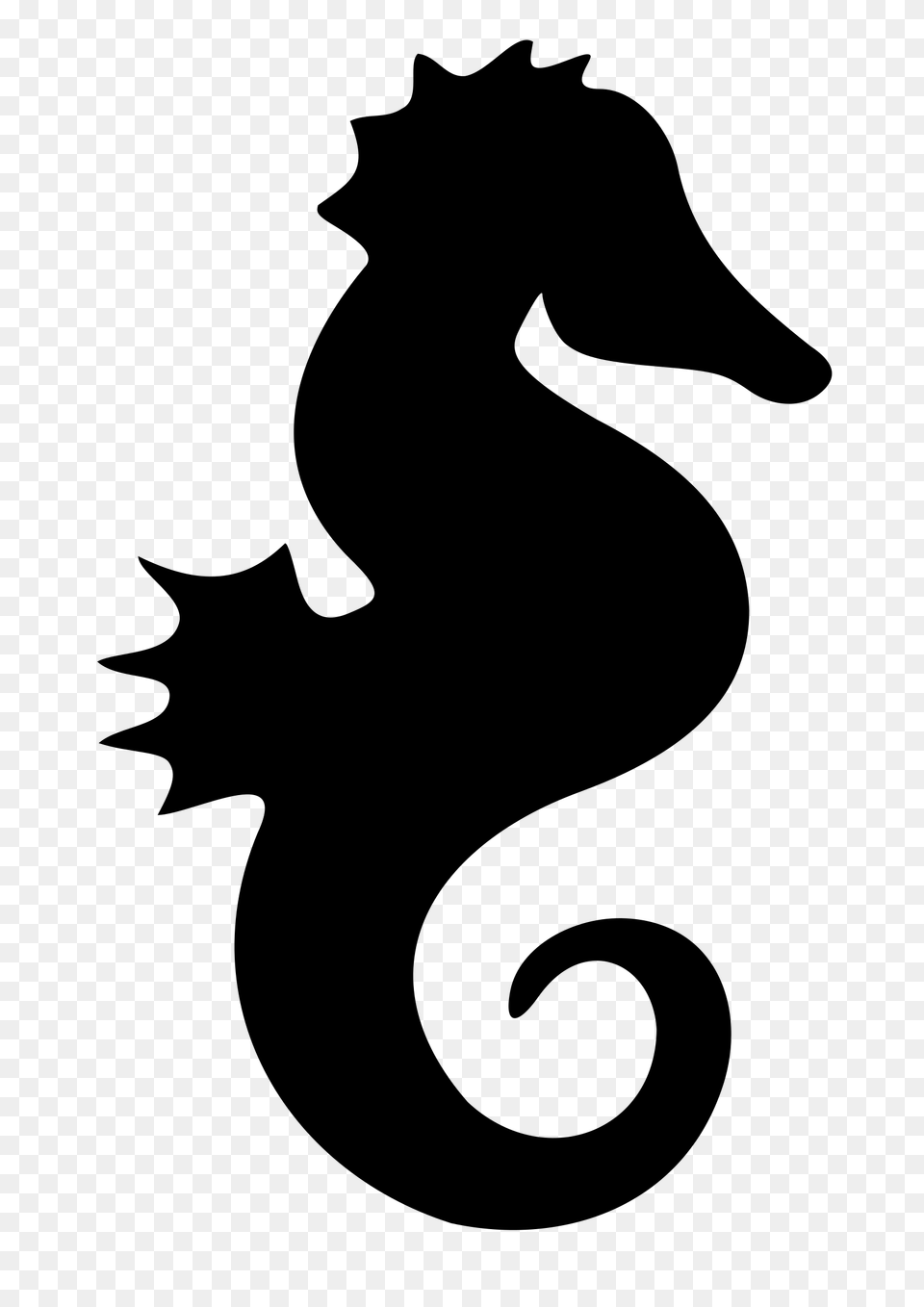 Seahorse Silhouette, Gray Png