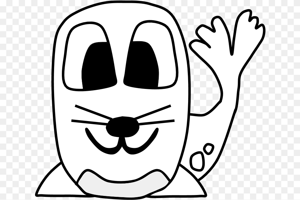 Seal Big Eyes Black And White Cartoon Animal Cartoon, Stencil, Person Png