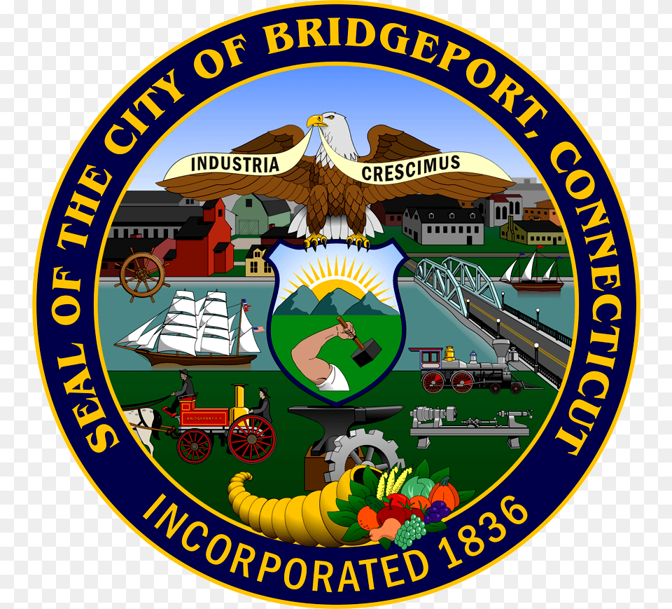 Seal Of Bridgeport Connecticut Bridgeport Ct Flag, Badge, Logo, Symbol, Emblem Png Image