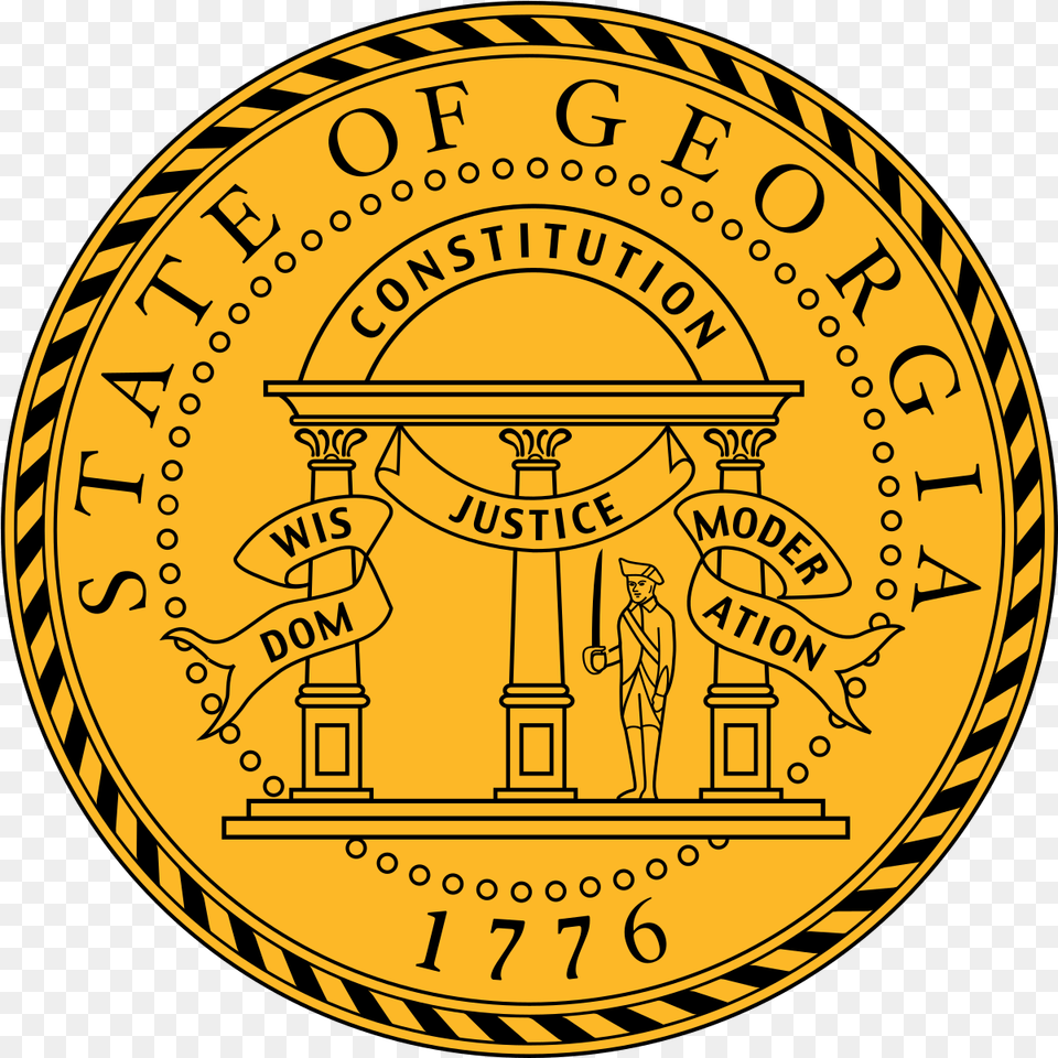 Seal Of Georgia Us State Wikipedia State Of Georgia Logo, Person, Gold, Coin, Money Free Png Download