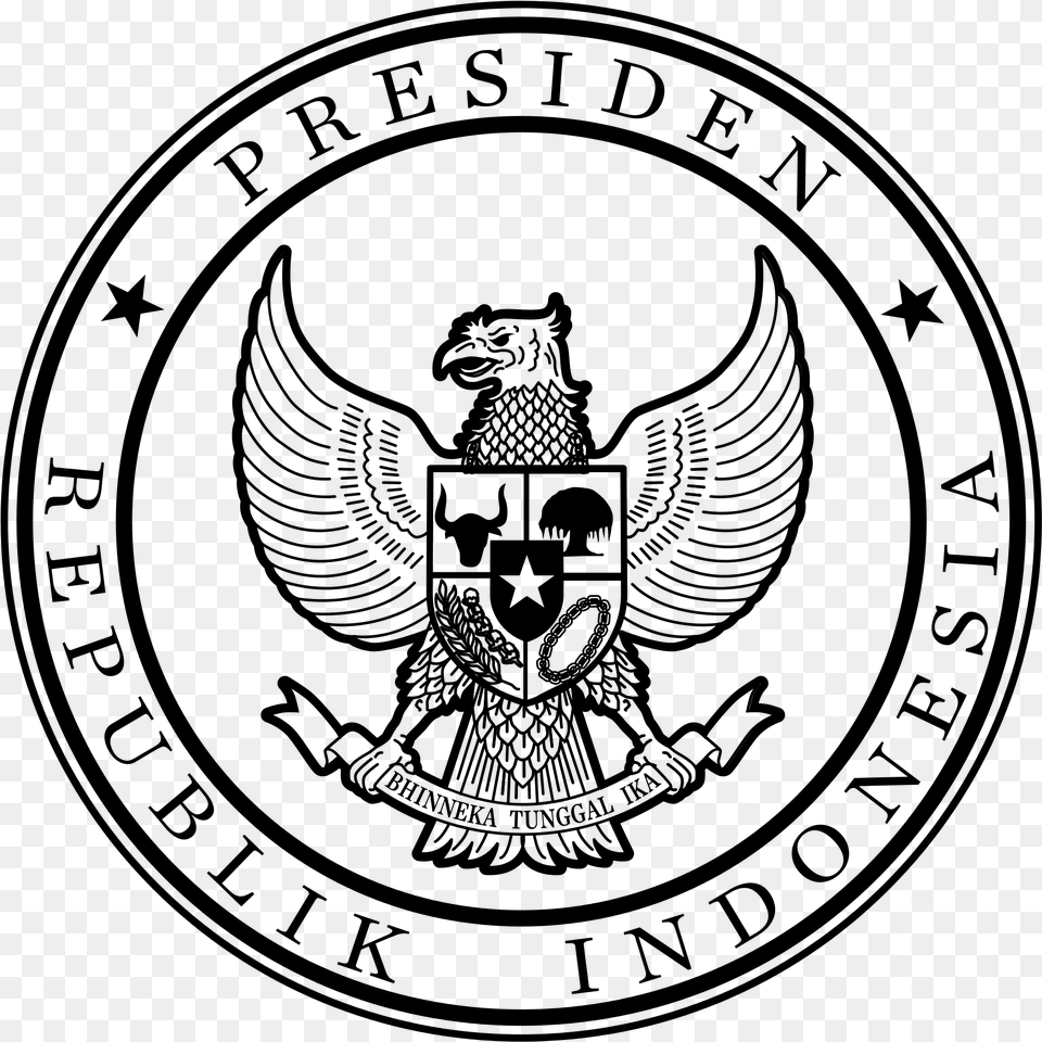 Seal Of Indonesian President Gray Free Png Download
