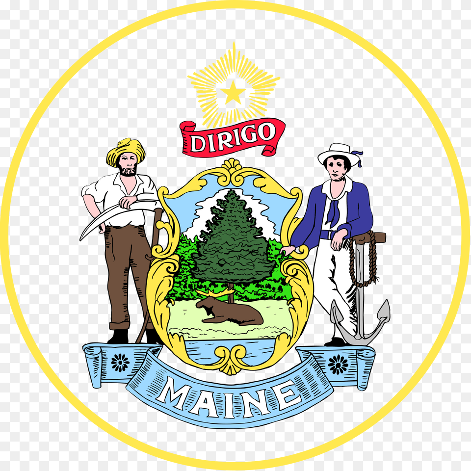 Seal Of Maine, Person, Logo, Adult, Man Free Transparent Png