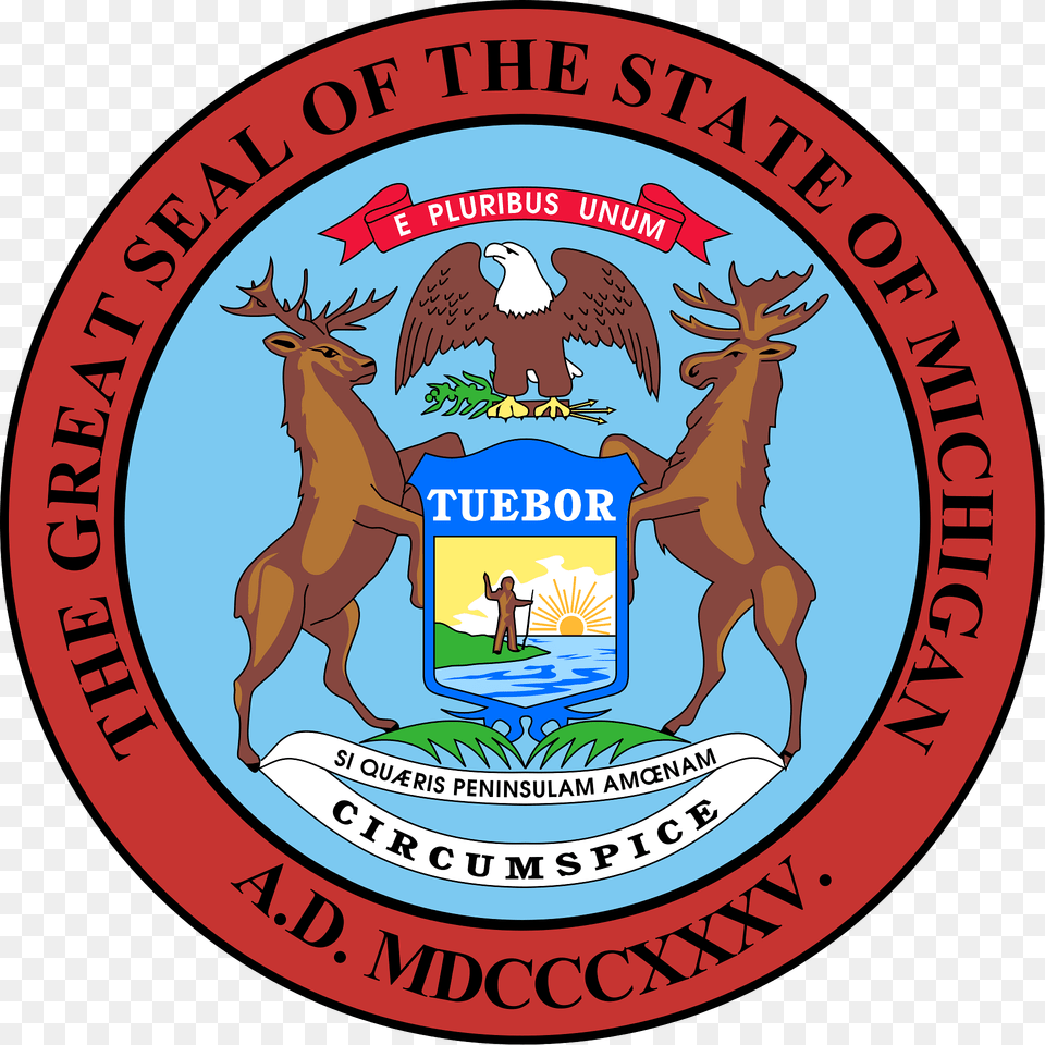Seal Of Michigan Clipart, Emblem, Symbol, Badge, Logo Free Png