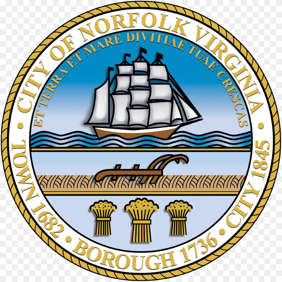 Seal Of Norfolk Virginia, Emblem, Symbol, Coin, Money Free Png Download