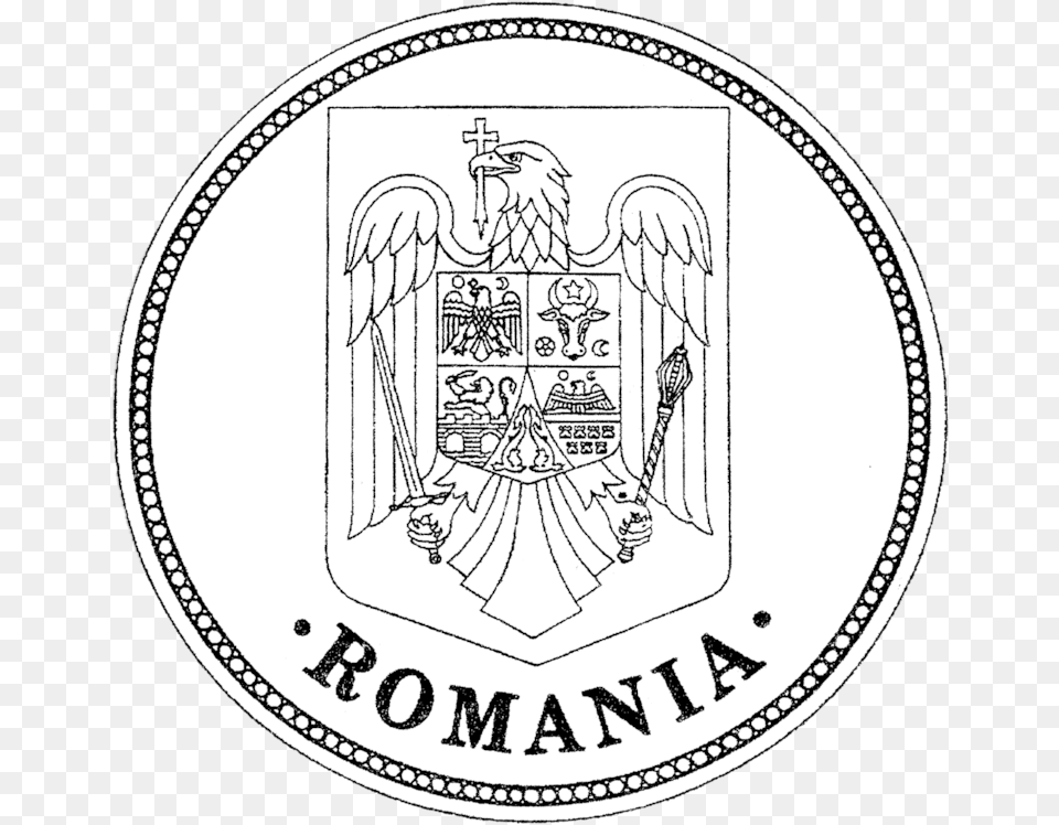 Seal Of Romania Romania Seal, Emblem, Symbol, Person, Coin Free Png