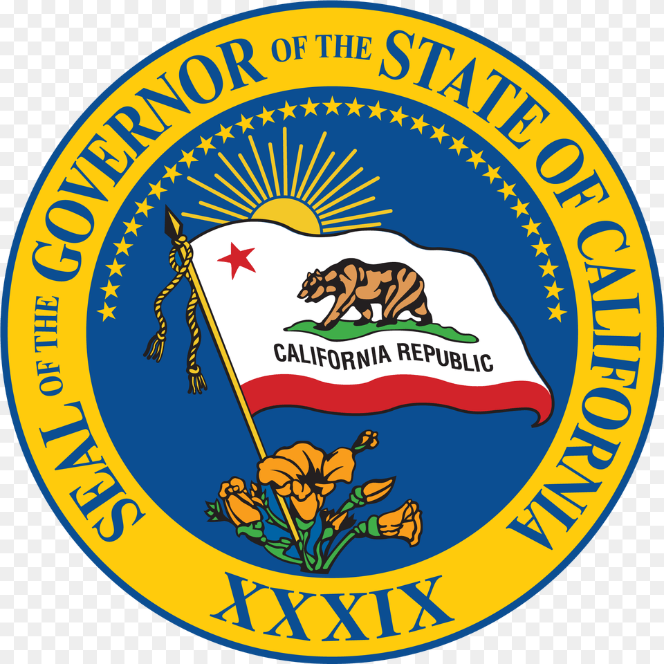 Seal Of The 39th Governor Of California California Governor, Badge, Emblem, Logo, Symbol Free Png Download