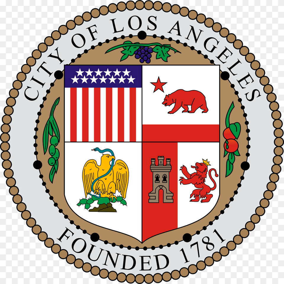 Seal Of The City Of Los Angeles City Of Los Angeles Seal, Animal, Mammal, Wildlife, Bear Png