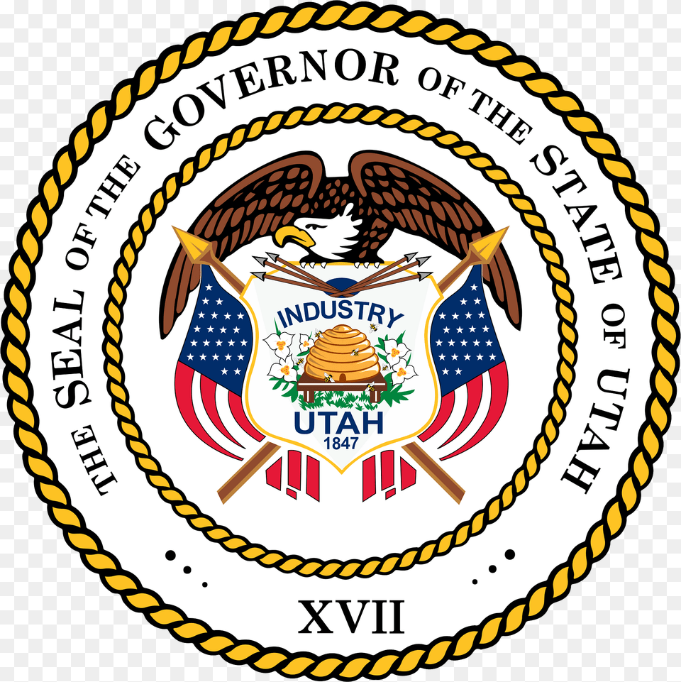 Seal Of The Governor Of Utah 2011 Clipart, Badge, Emblem, Logo, Symbol Free Png