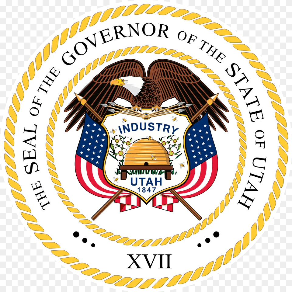 Seal Of The Governor Of Utah Enhanced Variant Clipart, Badge, Logo, Symbol, Emblem Png