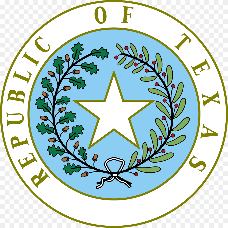 Seal Of The Republic Of Texas Colorized Clipart, Symbol, Logo, Star Symbol, Disk Free Transparent Png