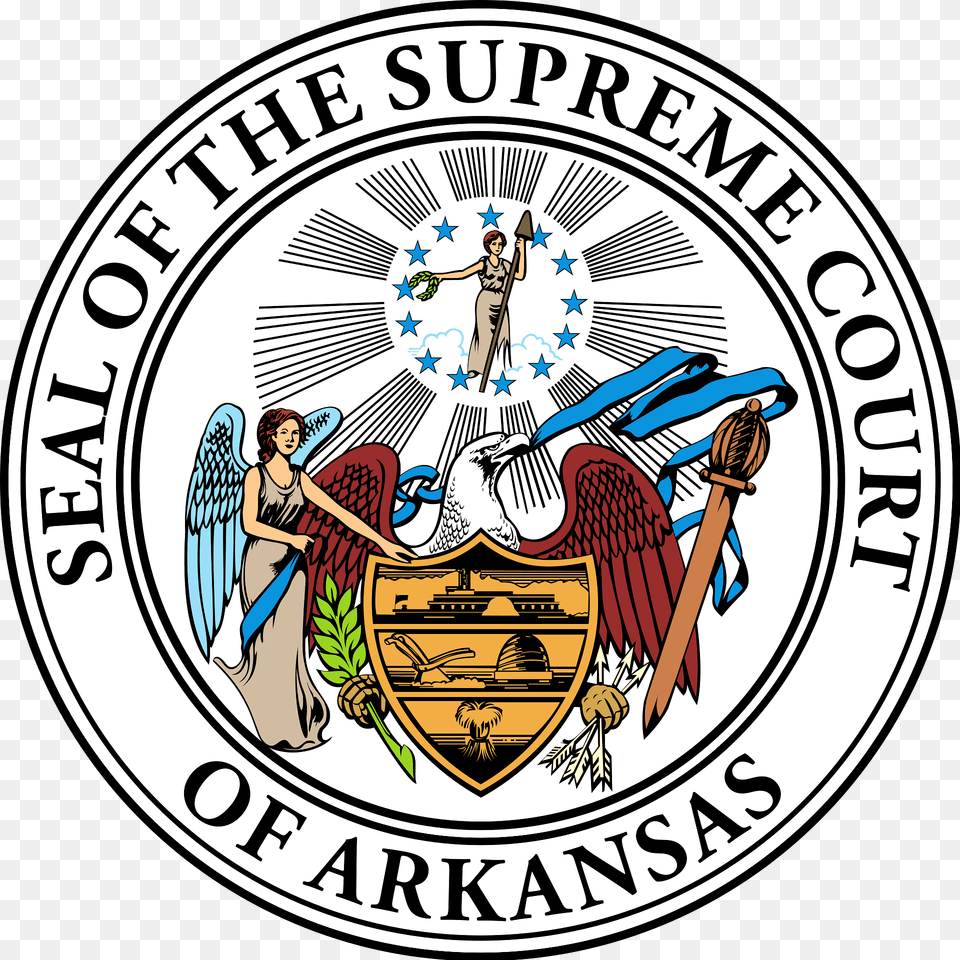 Seal Of The Supreme Court Of Arkansas Clipart, Logo, Symbol, Person, Emblem Free Png