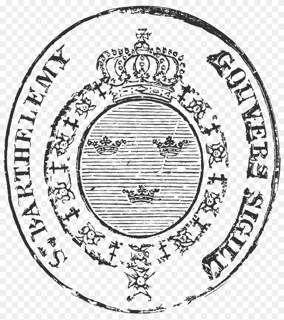 Seal Of The Swedish Colony Of Saint Barthlemy 1784 1877 Clipart, Logo, Badge, Symbol, Emblem Free Png