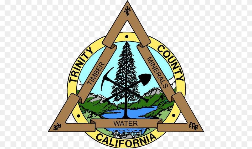 Seal Of Trinity County California Trinity County Seal, Triangle, Plant, Tree, Symbol Png Image
