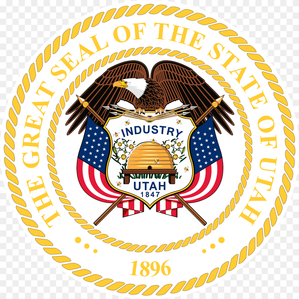 Seal Of Utah Alternative Enhanced Variant Clipart, Badge, Emblem, Logo, Symbol Free Png Download