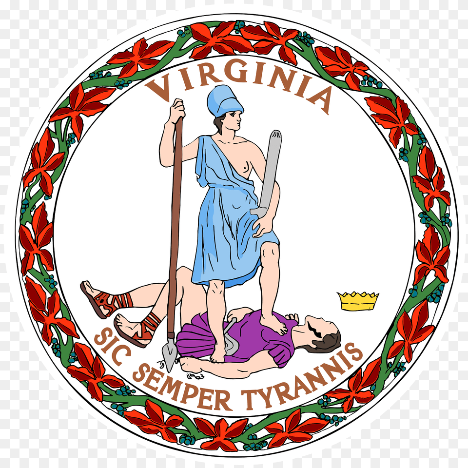 Seal Of Virginia White Clipart, People, Person, Adult, Male Free Png