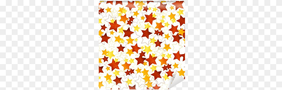 Seamless Background With Golden Stars Wall Mural Floral Design, Leaf, Paper, Plant, Pattern Free Png