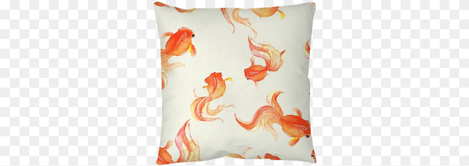 Seamless Background With Hand Drawn Goldfish Goldfish Watercolor, Cushion, Home Decor, Animal, Fish Free Png