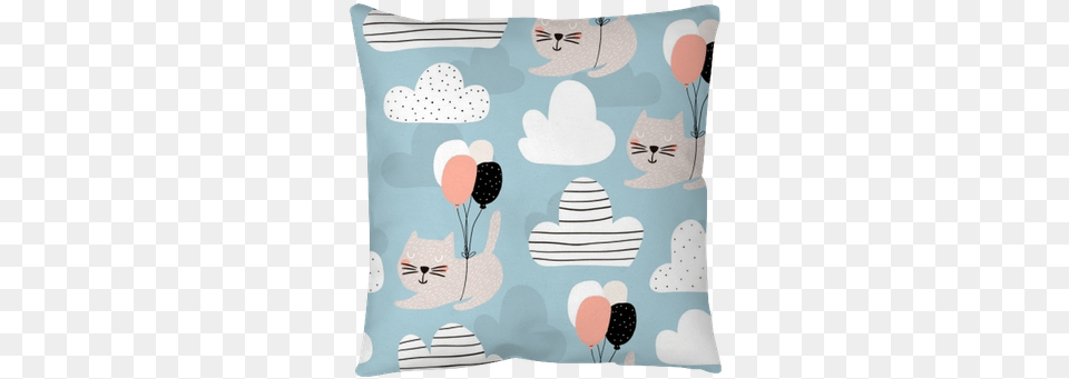 Seamless Childish Pattern With Cute Cats Flying With Enfermagem Papel De Parede, Cushion, Home Decor, Pillow, Balloon Png Image