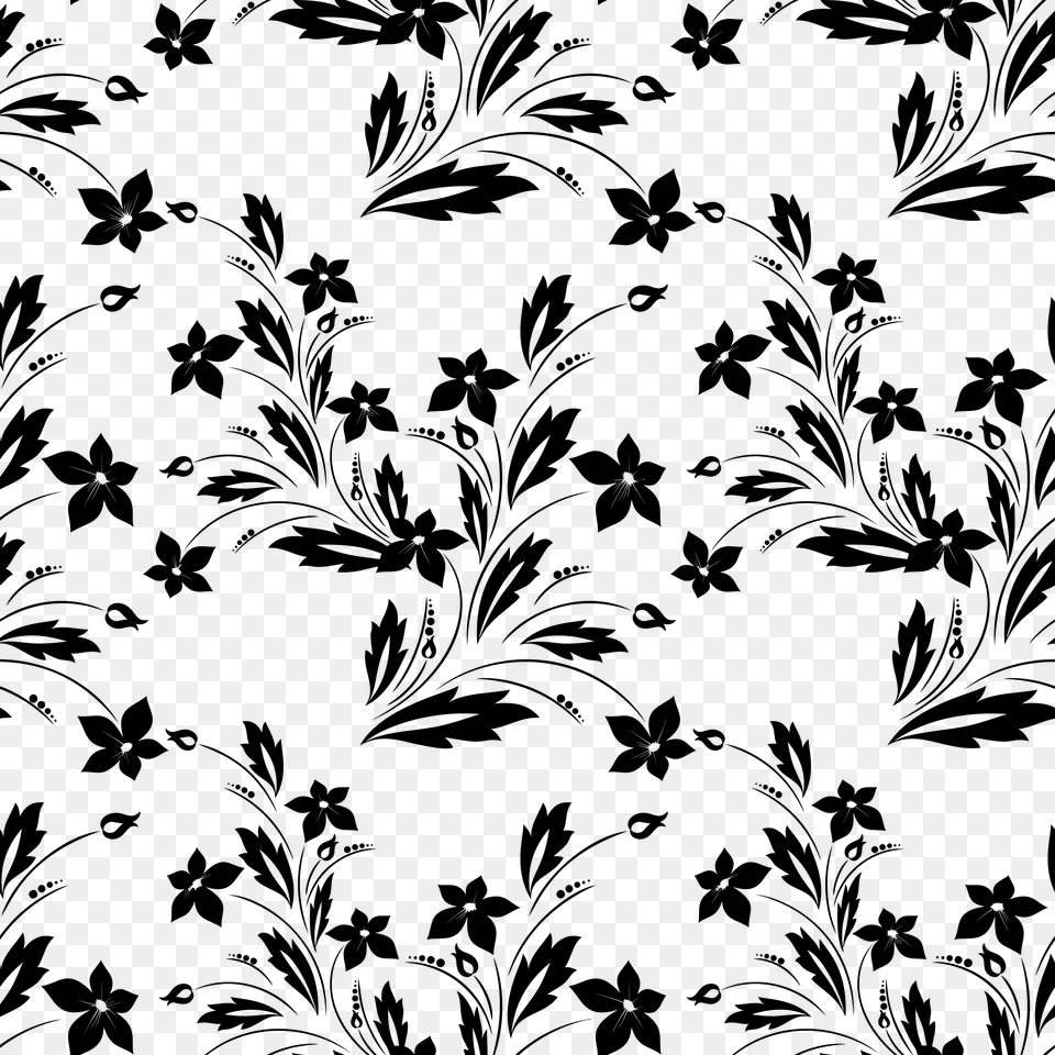 Seamless Floral Pattern Black And White, Gray Free Png