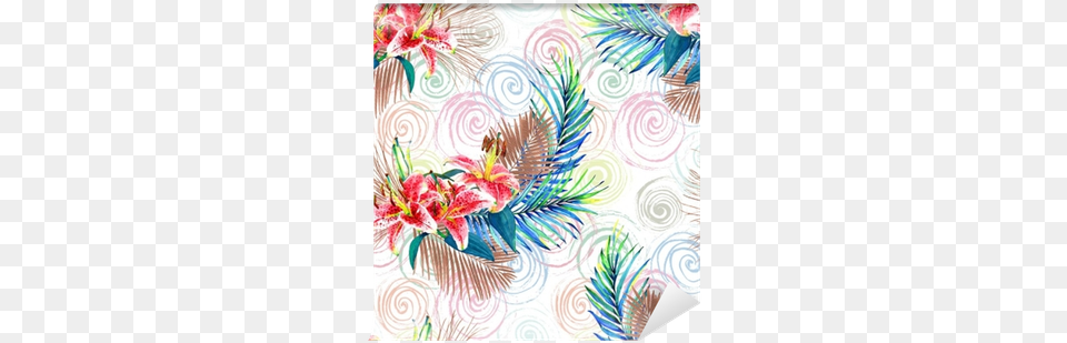 Seamless Floral Pattern With Beautiful Watercolor Palm Watercolor Painting, Art, Floral Design, Graphics, Modern Art Png Image