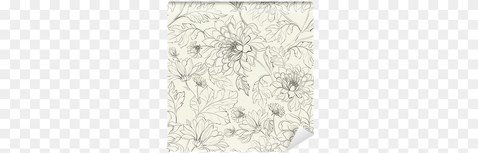 Seamless Floral Pattern With Chrysanthemums Wall Mural Chrysanthemum Pattern, Art, Floral Design, Graphics, Home Decor Free Transparent Png