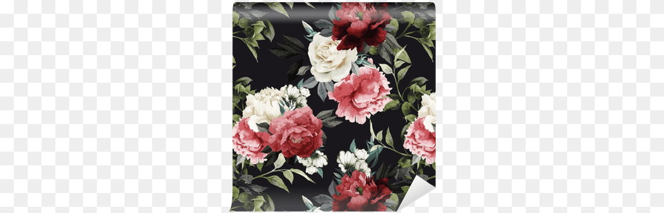 Seamless Floral Pattern With Roses Watercolor Behang Bloemen, Carnation, Flower, Plant Free Png