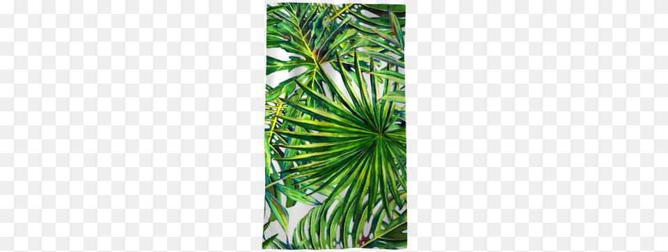 Seamless Floral Pattern With Watercolor Tropical Palm Watercolor Painting, Leaf, Palm Tree, Plant, Tree Free Png Download