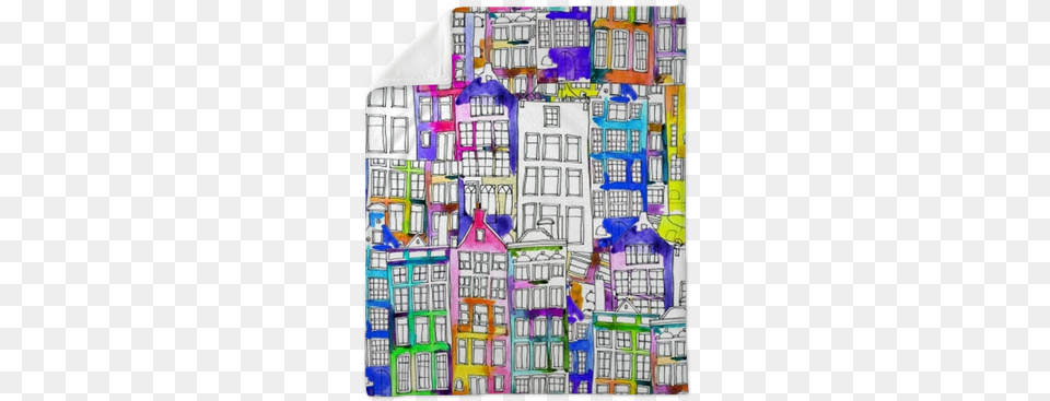 Seamless Pattern Eith Watercolor Amsterdam Houses Plush Watercolor Painting, Neighborhood, Art, Collage Free Png Download