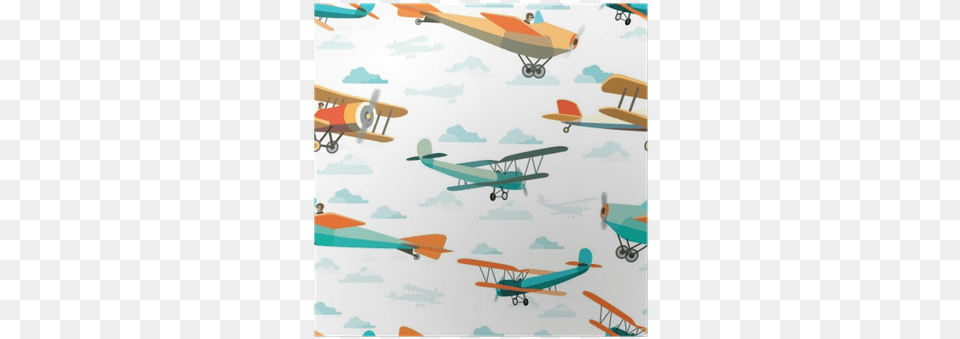 Seamless Pattern From Retro Airplanes Poster Pixers Airplane, Aircraft, Transportation, Vehicle, Biplane Free Transparent Png