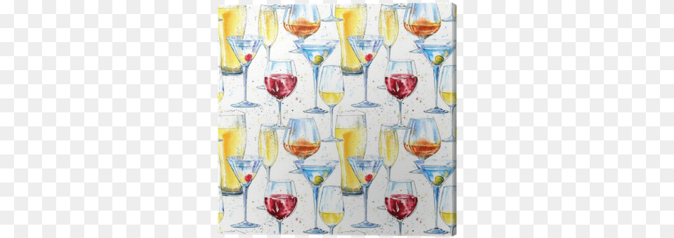 Seamless Pattern Of A Champagnecognac Winemartini Cognac, Alcohol, Beverage, Glass, Goblet Free Transparent Png