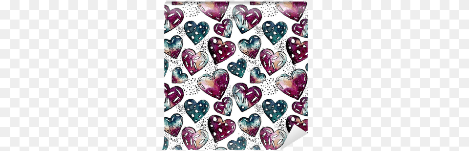 Seamless Pattern Of Black Dots And Watercolor Hearts Watercolor Painting, Heart, Accessories, Jewelry, Locket Free Transparent Png